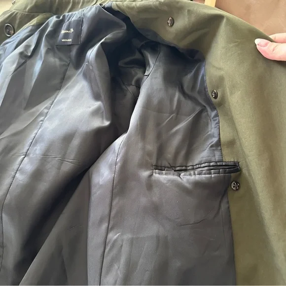 Massimo Dutti Women’s Olive Green Relaxed Fit Double Breasted Trench Coat Sz XS - Picture 11 of 15